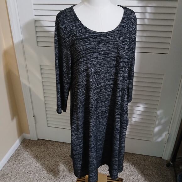 Nina Leonard Large Long-sleeved pockets heather grey A line dress high quality - Picture 5 of 13